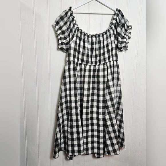 Torrid Off Shoulder Gingham Seersucker Midi Dress 3X Pockets Cottagecore - Picture 10 of 16